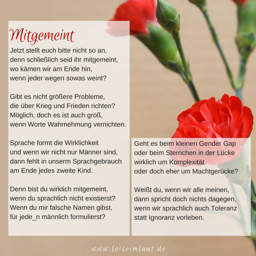 Gedicht, Muttertag, Gendergerechtigkeit, Gender Gap, Gender Star