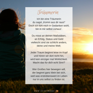 Gedicht Träumerin in sich ruhen