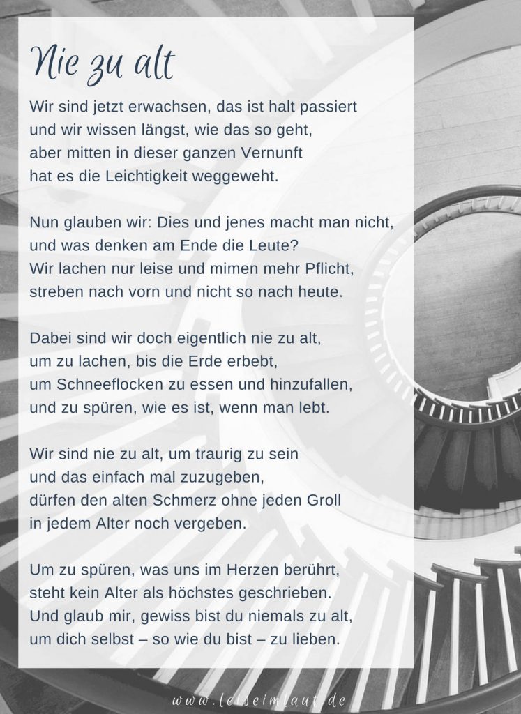 Gedicht selbstliebe nie zu alt