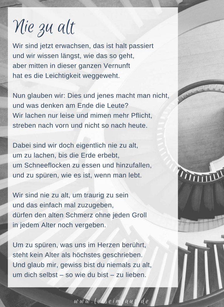 Nie zu alt (Gedicht) - leise im Laut